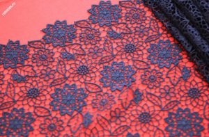 Ткань плетеное
 кружево италии цвет темно-синий
